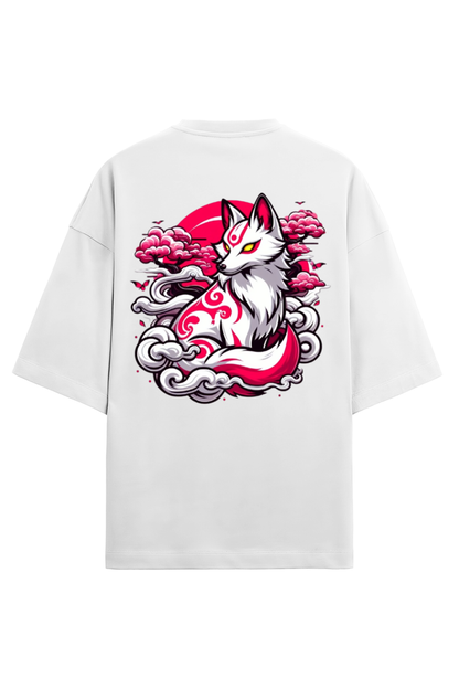 White Oversized Unisex Fox Creative Edition Terry T-Shirt !