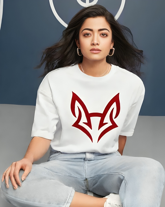 White Oversized Unisex Fox Creative Edition Terry T-Shirt !