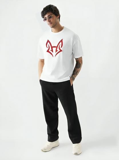 White Oversized Unisex Fox Creative Edition Terry T-Shirt !