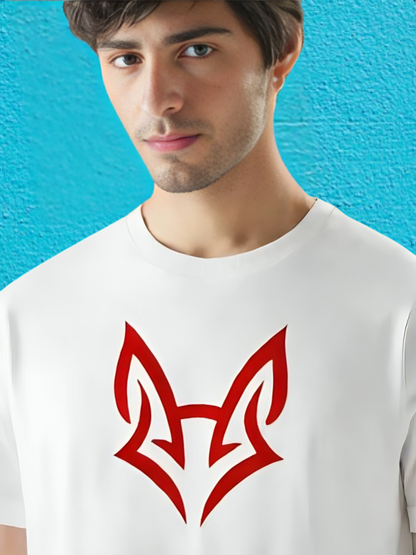 White Oversized Unisex Fox Creative Edition Terry T-Shirt !